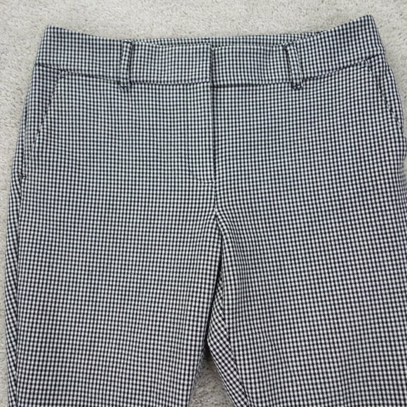Anne Taylor Factory Pants Women's 6 Petite Black Checkered Stretch Curvy Chino - Picture 2 of 10